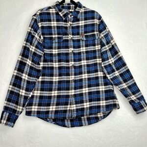 Orvis Classic Collection Mens Plaid Flannel Shirt Button Up M Blue Black White